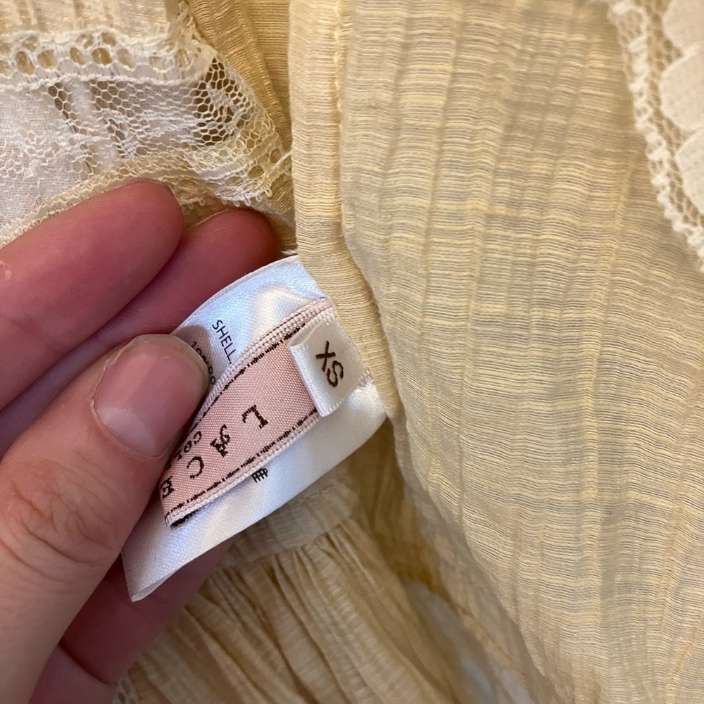 Yellow Lace-Trim Midi Dress with Cardigan - Picture 8 of 12